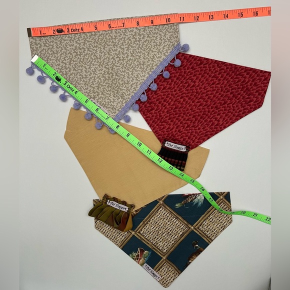 Designer Set of 4 Bandana’s. Lined and 1 3/4 casing for collar to slide through. - Picture 2 of 3